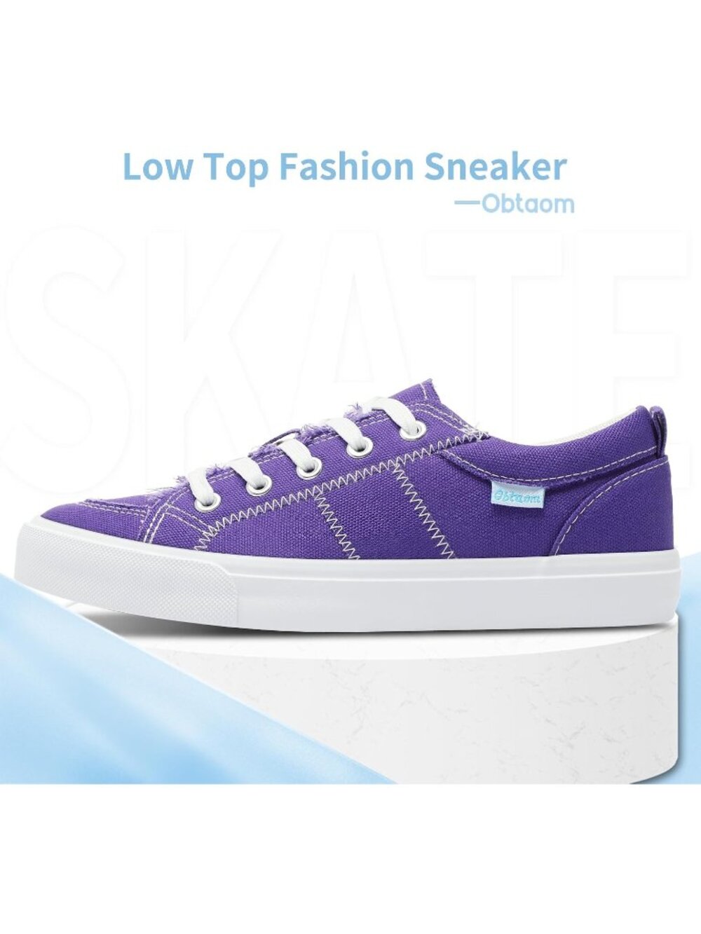 Women's Purple Lace up Flat for Lady Canvas Shoes Fashion Sneakers - Picture 3 of 6